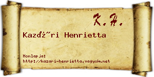 Kazári Henrietta névjegykártya